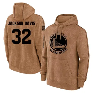 Men's Golden State Warriors Trayce Jackson-Davis Gold Brown 2023 Salute to Service Club Pullover Hoodie