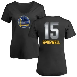 Women's Golden State Warriors Latrell Sprewell Gold Black Midnight Mascot T-Shirt